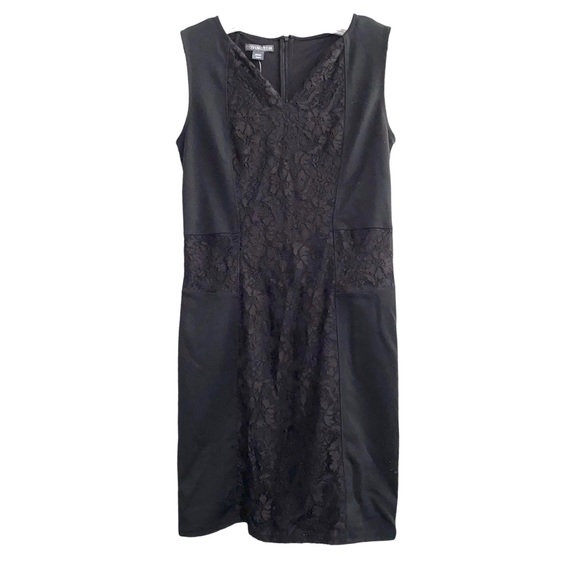 Beautiful NEW little black dress, sz M, sheath with lace panels, new with tags - Picture 1 of 15